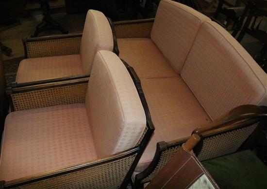 Mahogany three-piece Bergere suite